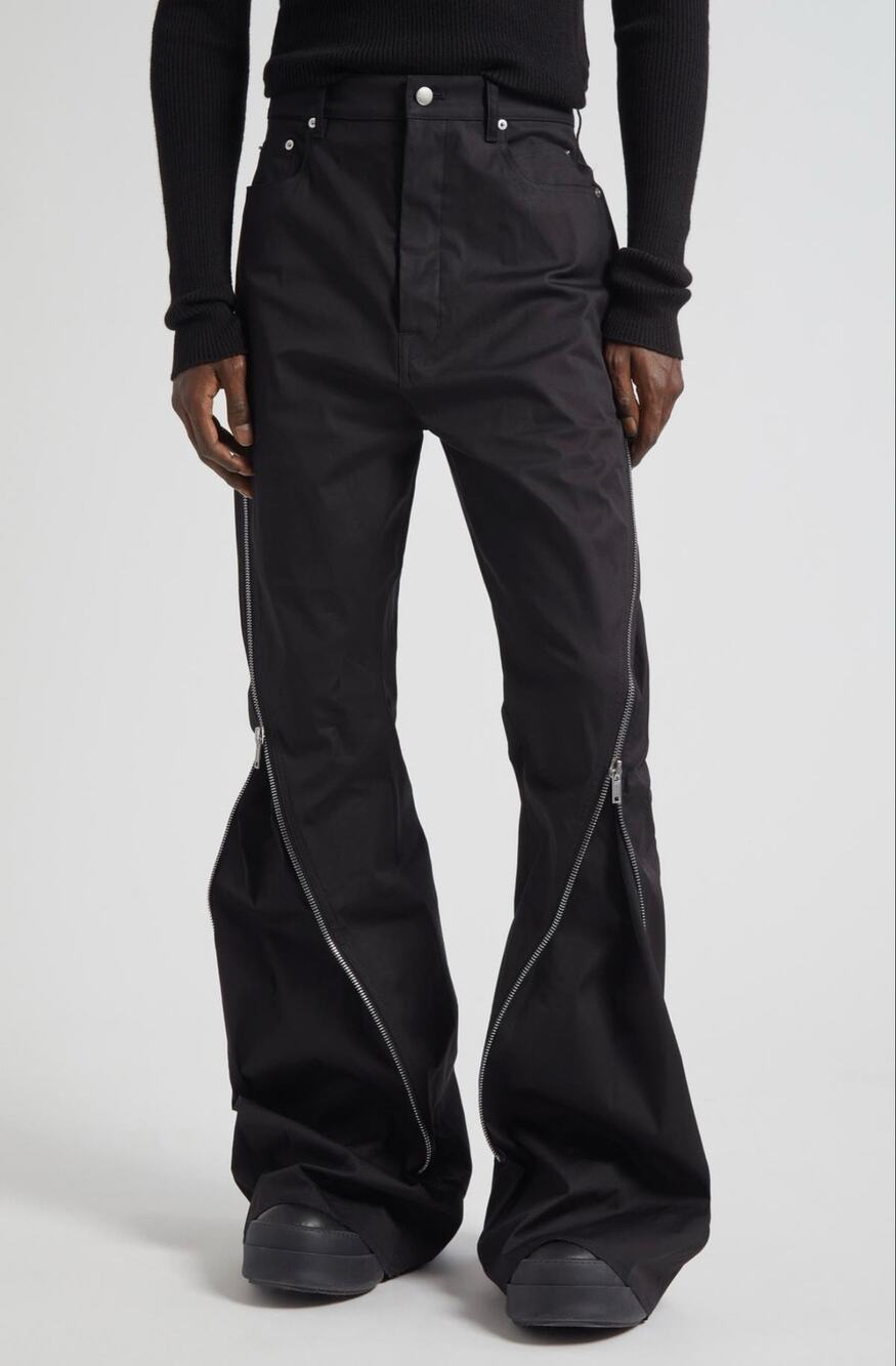 $1,545 Rick Owens Bolan Banana Zip Raw Hem Trousers Black 32